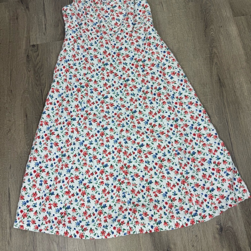 Old Navy Linen Blend Floral Midi Sundress Large Cottagecore Smocked Romantic - Picture 2 of 8